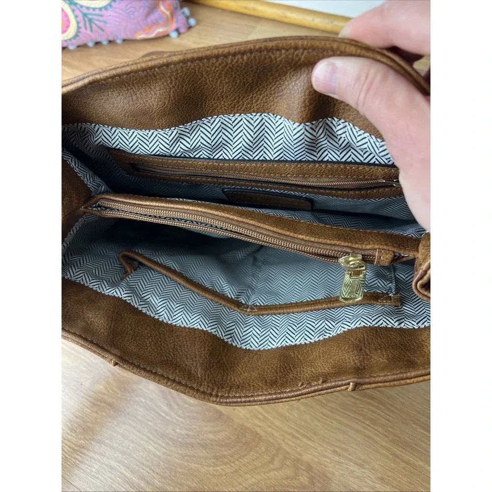 Steve Madden Handbag Vegan Leather Bag Brown Purse CrossBody + Handle Boho Hippy